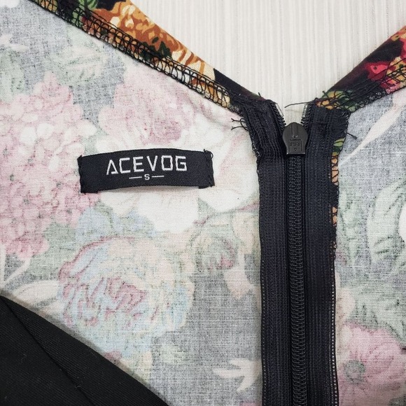 ACEVOG Floral print Pinup rock a billy Style Dress woman's size small - Picture 3 of 8
